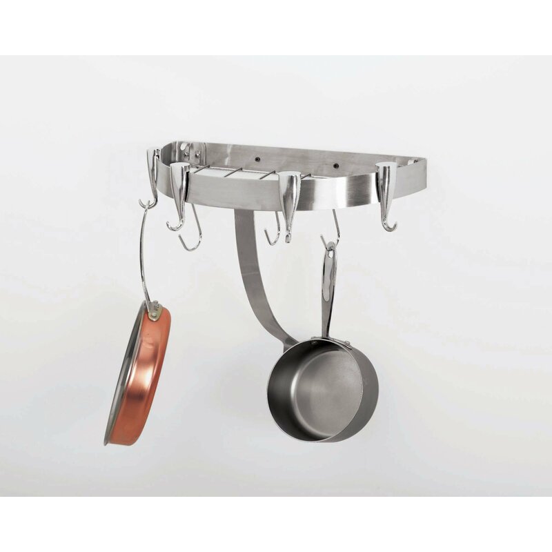 Concept Housewares Stainless Steel Wall Mounted Pot Rack Reviews   Stainless Steel Wall Mounted Pot Rack 